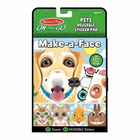 Książeczka z naklejkami wielokrotnego użytku Miny na twarzy Zwierzęta Melissa & Doug