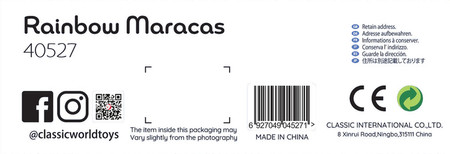 Drewniany Instrument Tęczowy Marakas Classic World