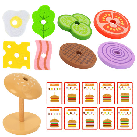 WOOPIE GREEN Drewniany Burger Restauracja Układanka 15 el.