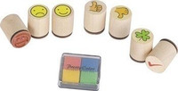 Zestaw stempli w słoiczku Twarze i symbole Goki 15532 pieczątki drewniane