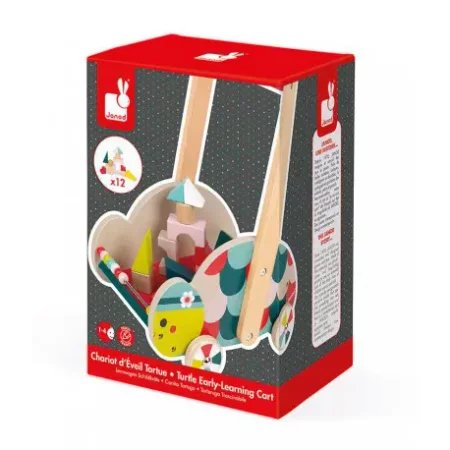 OUTLET Wózek pchacz z klockami Żółwik Janod