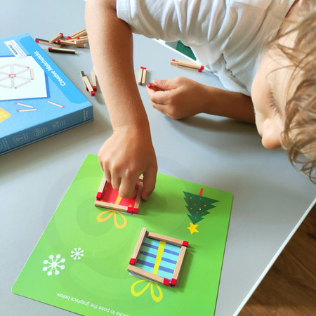 TOOKY TOY Drewniana Układanka Gra Logiczna Łamigłówki Zapałki Magnetyczne dla Dzieci 58 el.