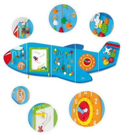 VIGA Drewniana Tablica Sensoryczna Manipulacyjna Samolot Certyfikat FSC Montessori
