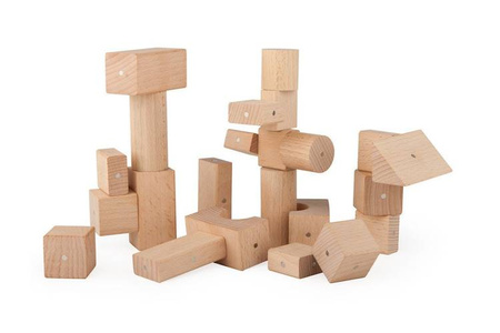 Klocki drewniane magnetyczne Kooglo Basic Natural 50 el.
