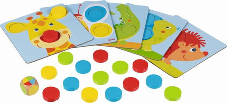 Edukacyjna gra drewniana sortowanie kolorów Żyrafa i przyjaciele Goki 56334