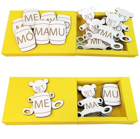 Układanka Dopasowywanie sylab z M - Miś i miód