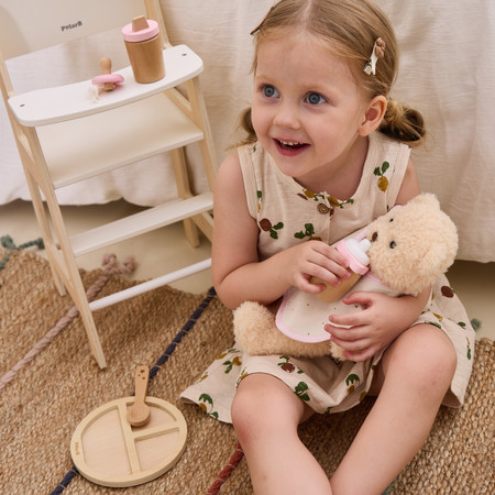 VIGA PolarB Drewniany Zestaw do Karmienia Lalki Torba - z Butelką i Śliniaczkiem