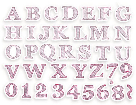 Stempelki do tkanin Alfabet naszkicowany