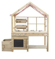 CLASSIC WORLD EDU Duża Drewniana Kuchnia z Daszkiem + Akcesoria