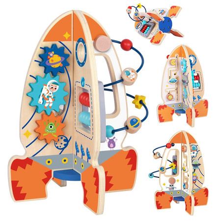 Tooy Toy Duża Drewniana Zabawka Edukacyjna Wielofunkcyjna Rakieta