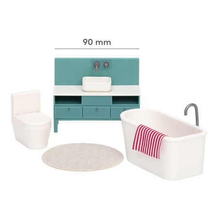 Zestaw mebli do łazienki do domku dla lalek basic, meble łazienkowe, Lundby