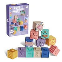 WOOPIE Klocki Sensoryczne Układanka do Ściskania Dźwięk Nauka Liczenia 12 el.