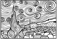 Kolorowanka welwetowa 29,7x21 Van Gogh Gwiaździsta Noc