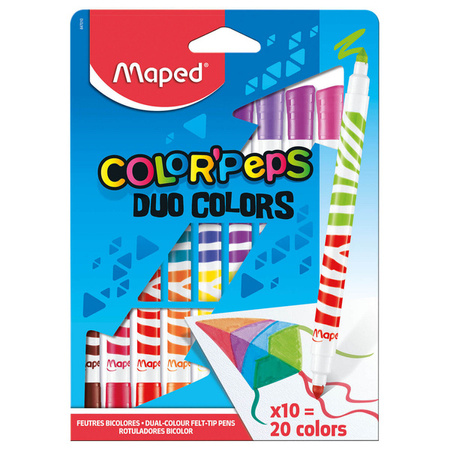 Flamastry Colorpeps Duo Dwustronne 10 szt-20 Kol.