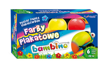 Farby plakatowe 6 kolorów 20ml Bambino