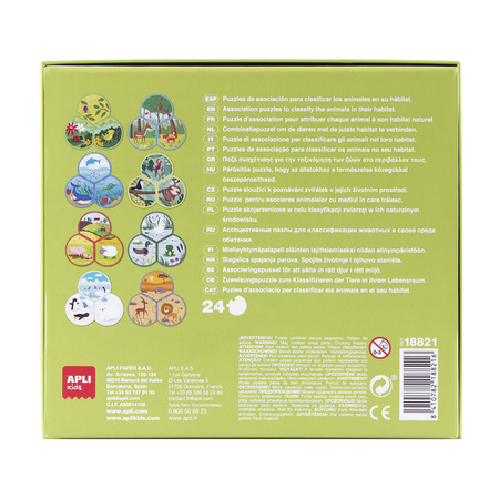 Puzzle trzyczęściowe Apli Kids - Zwierzęta i ich środowisko 3+
