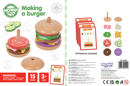 WOOPIE GREEN Drewniany Burger Restauracja Układanka 15 el.