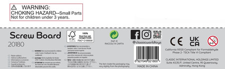 CLASSIC WORLD Drewniana Tablica Z Śrubkami do Wkręcania