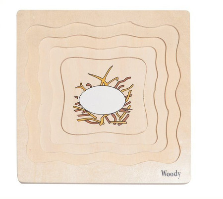 Drewniane puzzle warstwowe - cykl rozwoju kury