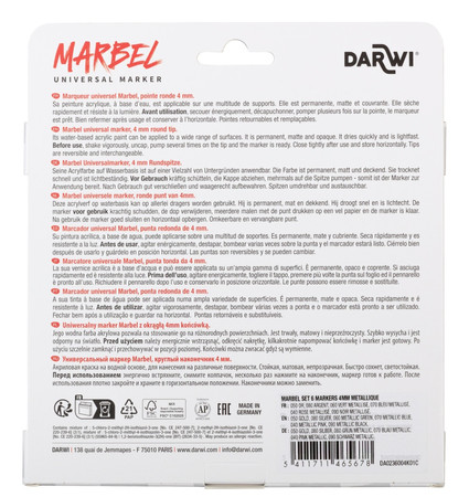 Zestaw 6 markerów MARBEL 4mm Metaliczne