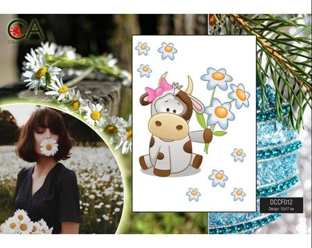 Diamentowa Mozaika 12x17 Krowa Rumianek