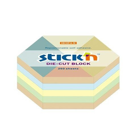 Notes Sześciokąt, 61x70mm, Mix 5Kol.Pastel+Recykling 250Kart.