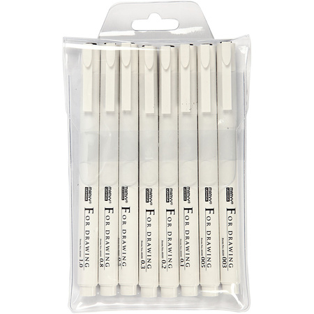 Cienkopisy kreślarskie Czarne 8 szt.