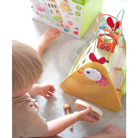 CLASSIC WORLD Drewniane Pudełko Manipulacyjne 10w1 Kurczak