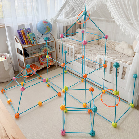 WOOPIE Zestaw Konstrukcyjny XXL Klocki do Budowania Namiotu Bazy Rurki Słomki 340 el.