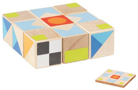 Mozaika 9 klocków 25 wzorów do ułożenia 34 el. Goki 58387 klocki sześcienne