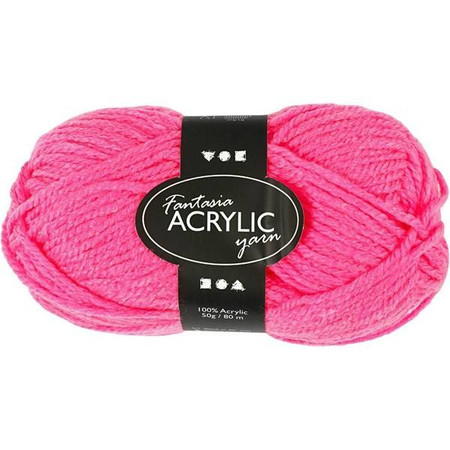 Włóczka akryl Fantasia Neon-Różowa 50 g
