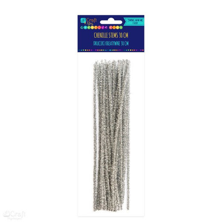 Druciki kreatywne 0,4x30cm srebrne 25 sztuk