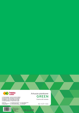 Arkusze piankowe A3 zielone 5 ark. Happy Color