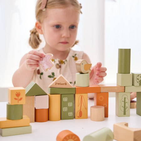 VIGA PolarB Drewniane Klocki Bloki Montessori Zwierzęta 50 el.