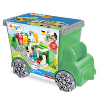 Klocki konstrukcyjne w aucie, Śmieciarka, 100 el., 18m+, PolyM