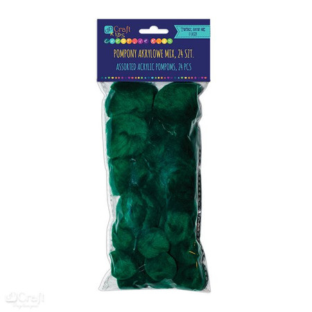 Pompony ciemno zielone 24 sztuki mix rozmiarów