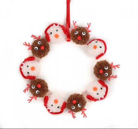 Wieniec Świąteczny z Pomponów 25x25 cm