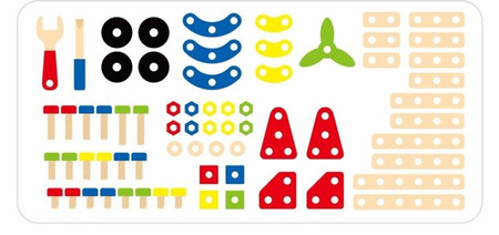 Drewniany zestaw konstrukcyjny - 68 elementów