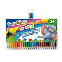 Kredki Bambino w oprawie drewnianej z temperówką 24 kolory
