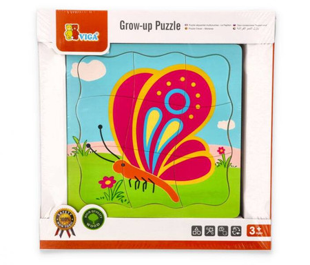 Drewniana układanka warstwowa - cykl rozwoju motyla