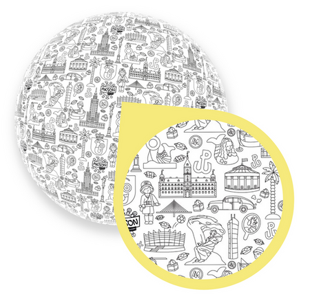 Piłka Balonowa do wielorazowego kolorowania XXL 85 cm WARSZAWA