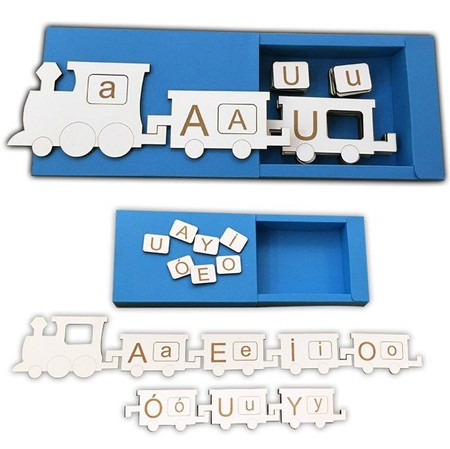 Układanka do nauki samogłosek - Pociąg i wagoniki