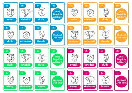 Ortograficzna gra w makao z ch i h do druku