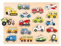 Duża drewniana układanka Transport