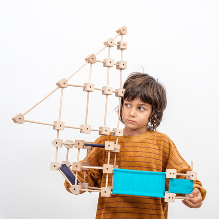 Drewniane klocki konstrukcyjne Mini Trigonos - 85 el.