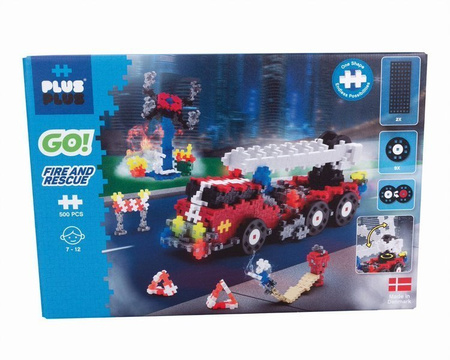 Plus-Plus GO! , Mini Mix 500 szt. Wóz strażacki