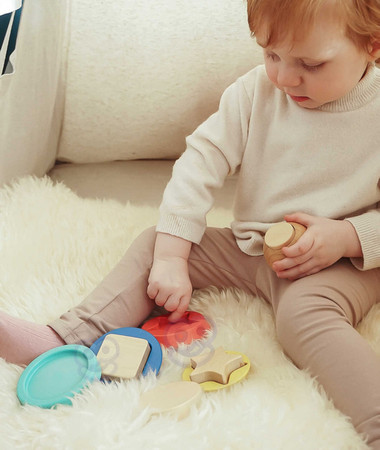 TOOKY TOY Drewniana Układanka Piramidka Kształty Miś 11 el.