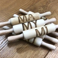 Drewniane mini wałki do ciasta z sylabami (Ma, Me, Mi, Mo, Mu, My, Mó)