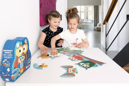 Scratch, Dwustronne Puzzle XL (obrazek 63x40 cm)  Sowa "dzień i noc"