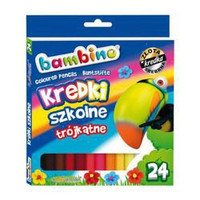 Kredki ołówkowe 24 kolory trójkątne Bambino